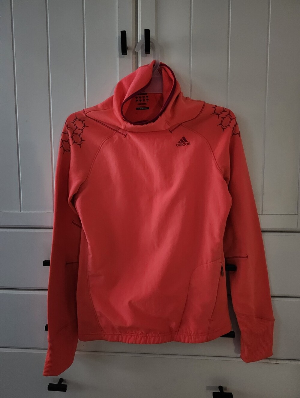 Adidas Women's Bright Coral Orange Training Funnel Neck Sz S